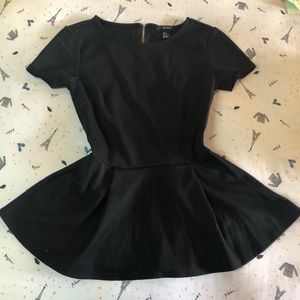 F21 All Black Peplum Top